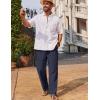 imageCOOFANDY Mens Casual Linen Pants Loose Fit Elastic Waist Drawstring Lightweight Pant Summer Beach TrousersNavy Blue