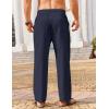 imageCOOFANDY Mens Casual Linen Pants Loose Fit Elastic Waist Drawstring Lightweight Pant Summer Beach TrousersNavy Blue