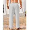 imageCOOFANDY Mens Casual Linen Pants Loose Fit Elastic Waist Drawstring Lightweight Pant Summer Beach TrousersWhite