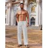 imageCOOFANDY Mens Casual Linen Pants Loose Fit Elastic Waist Drawstring Lightweight Pant Summer Beach TrousersWhite