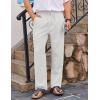 imageCOOFANDY Mens Casual Linen Pants Loose Fit Elastic Waist Drawstring Lightweight Pant Summer Beach TrousersWhite