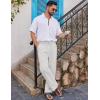 imageCOOFANDY Mens Casual Linen Pants Loose Fit Elastic Waist Drawstring Lightweight Pant Summer Beach TrousersWhite