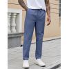 imageCOOFANDY Mens Casual Pants Elastic Waist Drawstring Chino Pants Cotton Twill Trousers with PocketsBlue