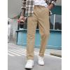 imageCOOFANDY Mens Casual Pants Elastic Waist Drawstring Chino Pants Cotton Twill Trousers with PocketsKhaki