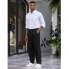 imageCOOFANDY Mens Casual Pants Relaxed Fit Flat Front Expandable Waist Chino Slack TrousersBlack