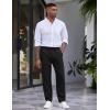 imageCOOFANDY Mens Casual Pants Relaxed Fit Flat Front Expandable Waist Chino Slack TrousersBlack