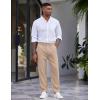 imageCOOFANDY Mens Casual Pants Relaxed Fit Flat Front Expandable Waist Chino Slack TrousersChampagne