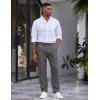 imageCOOFANDY Mens Casual Pants Relaxed Fit Flat Front Expandable Waist Chino Slack TrousersDeep Grey