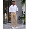 imageCOOFANDY Mens Casual Pants Relaxed Fit Flat Front Expandable Waist Chino Slack TrousersKhaki