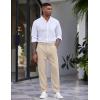 imageCOOFANDY Mens Casual Pants Relaxed Fit Flat Front Expandable Waist Chino Slack TrousersLight Coffee