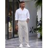 imageCOOFANDY Mens Casual Pants Relaxed Fit Flat Front Expandable Waist Chino Slack TrousersLight Grey