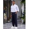 imageCOOFANDY Mens Casual Pants Relaxed Fit Flat Front Expandable Waist Chino Slack TrousersNavy Blue
