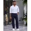 imageCOOFANDY Mens Casual Pants Relaxed Fit Flat Front Expandable Waist Chino Slack TrousersNavy Blue