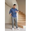 imageCOOFANDY Mens Chino Pants Relaxed Fit Elastic Waist Basic Flat Front Drawstring Casual Pants Dark Grey