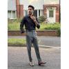 imageCOOFANDY Mens Classic Casual Dress Pants Expandable Waist Suit Pant Slim Fit Flat Front SlacksDark Gery