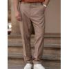 imageCOOFANDY Mens Classic Casual Dress Pants Expandable Waist Suit Pant Slim Fit Flat Front SlacksKhaki