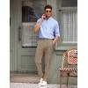 imageCOOFANDY Mens Classic Fit Flat Front Dress Pants No Iron Premium Casual Pants Expandable Waist Suit PantsKhaki
