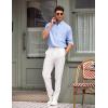 imageCOOFANDY Mens Classic Fit Flat Front Dress Pants No Iron Premium Casual Pants Expandable Waist Suit PantsWhite