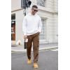 imageCOOFANDY Mens Cotton Cargo Pants Relaxed Fit Elastic Waist Casual Pants Stretch Work Cargo Pant with PocketsBrown