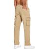 imageCOOFANDY Mens Cotton Cargo Pants Relaxed Fit Elastic Waist Casual Pants Stretch Work Cargo Pant with PocketsLight Khaki