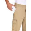 imageCOOFANDY Mens Cotton Cargo Pants Relaxed Fit Elastic Waist Casual Pants Stretch Work Cargo Pant with PocketsLight Khaki