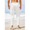 imageCOOFANDY Mens Cotton Linen Pants Elastic Waist Lightweight Casual Pants Relaxed Fit Yoga Beach Pants with Pockets01white
