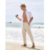 imageCOOFANDY Mens Cotton Linen Pants Elastic Waist Lightweight Casual Pants Relaxed Fit Yoga Beach Pants with Pockets02beige