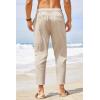 imageCOOFANDY Mens Cotton Linen Pants Elastic Waist Lightweight Casual Pants Relaxed Fit Yoga Beach Pants with Pockets02beige