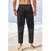 imageCOOFANDY Mens Cotton Linen Pants Elastic Waist Lightweight Casual Pants Relaxed Fit Yoga Beach Pants with Pockets02black