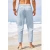 imageCOOFANDY Mens Cotton Linen Pants Elastic Waist Lightweight Casual Pants Relaxed Fit Yoga Beach Pants with Pockets02blue
