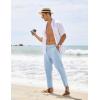 imageCOOFANDY Mens Cotton Linen Pants Elastic Waist Lightweight Casual Pants Relaxed Fit Yoga Beach Pants with Pockets02blue