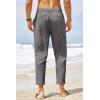 imageCOOFANDY Mens Cotton Linen Pants Elastic Waist Lightweight Casual Pants Relaxed Fit Yoga Beach Pants with Pockets02dark Grey