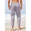 imageCOOFANDY Mens Cotton Linen Pants Elastic Waist Lightweight Casual Pants Relaxed Fit Yoga Beach Pants with Pockets02grey