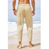imageCOOFANDY Mens Cotton Linen Pants Elastic Waist Lightweight Casual Pants Relaxed Fit Yoga Beach Pants with Pockets02khaki