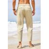 imageCOOFANDY Mens Cotton Linen Pants Elastic Waist Lightweight Casual Pants Relaxed Fit Yoga Beach Pants with Pockets02light Khaki