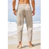 imageCOOFANDY Mens Cotton Linen Pants Elastic Waist Lightweight Casual Pants Relaxed Fit Yoga Beach Pants with Pockets02nude