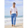 imageCOOFANDY Mens Cotton Linen Pants Elastic Waist Lightweight Casual Pants Relaxed Fit Yoga Beach Pants with Pockets02royal Blue