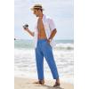 imageCOOFANDY Mens Cotton Linen Pants Elastic Waist Lightweight Casual Pants Relaxed Fit Yoga Beach Pants with Pockets02royal Blue