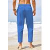 imageCOOFANDY Mens Cotton Linen Pants Elastic Waist Lightweight Casual Pants Relaxed Fit Yoga Beach Pants with Pockets02royal Blue