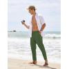 imageCOOFANDY Mens Cotton Linen Pants Elastic Waist Lightweight Casual Pants Relaxed Fit Yoga Beach Pants with PocketsArmy Green