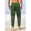 imageCOOFANDY Mens Cotton Linen Pants Elastic Waist Lightweight Casual Pants Relaxed Fit Yoga Beach Pants with PocketsArmy Green