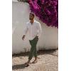 imageCOOFANDY Mens Cotton Linen Pants Elastic Waist Lightweight Casual Pants Relaxed Fit Yoga Beach Pants with PocketsArmy Green