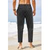 imageCOOFANDY Mens Cotton Linen Pants Elastic Waist Lightweight Casual Pants Relaxed Fit Yoga Beach Pants with PocketsBlack  White Stripe 