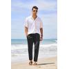 imageCOOFANDY Mens Cotton Linen Pants Elastic Waist Lightweight Casual Pants Relaxed Fit Yoga Beach Pants with PocketsBlack  White Stripe 