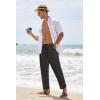 imageCOOFANDY Mens Cotton Linen Pants Elastic Waist Lightweight Casual Pants Relaxed Fit Yoga Beach Pants with PocketsBlack  White Stripe 