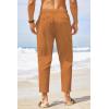 imageCOOFANDY Mens Cotton Linen Pants Elastic Waist Lightweight Casual Pants Relaxed Fit Yoga Beach Pants with PocketsBrown