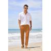 imageCOOFANDY Mens Cotton Linen Pants Elastic Waist Lightweight Casual Pants Relaxed Fit Yoga Beach Pants with PocketsBrown