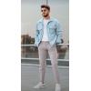 imageCOOFANDY Mens Cotton Linen Pants Elastic Waist Lightweight Casual Pants Relaxed Fit Yoga Beach Pants with PocketsGrey Plaid 