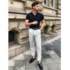 imageCOOFANDY Mens Cotton Linen Pants Elastic Waist Lightweight Casual Pants Relaxed Fit Yoga Beach Pants with PocketsWhite  Black Stripe 