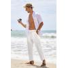 imageCOOFANDY Mens Cotton Linen Pants Elastic Waist Lightweight Casual Pants Relaxed Fit Yoga Beach Pants with PocketsWhite  Black Stripe 